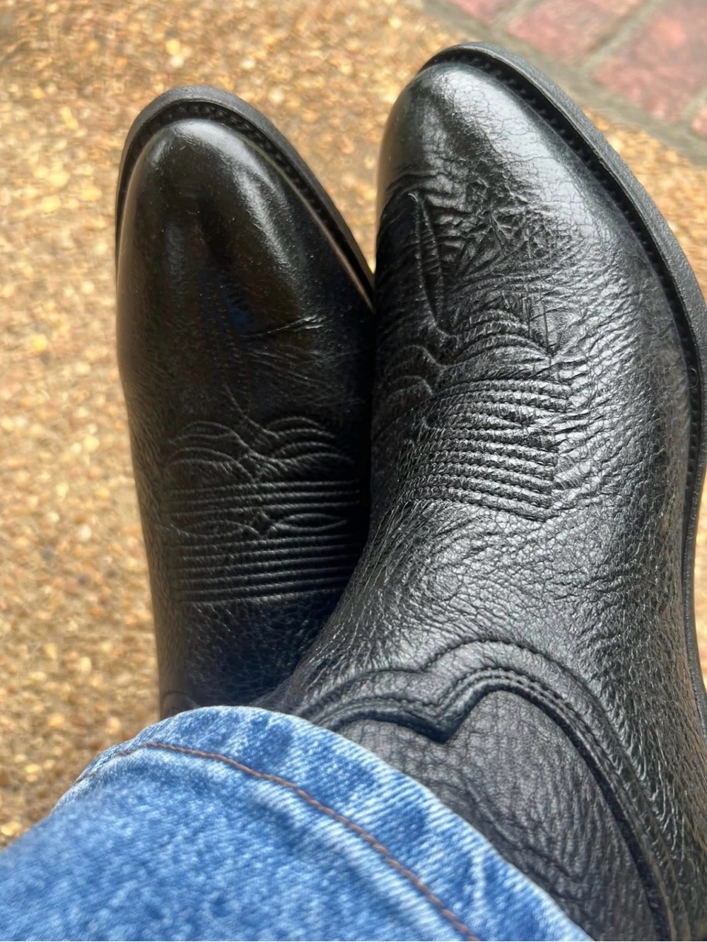 Vintage Abilene Leather Black Embossed Western Cowboy Boots Size 8.5